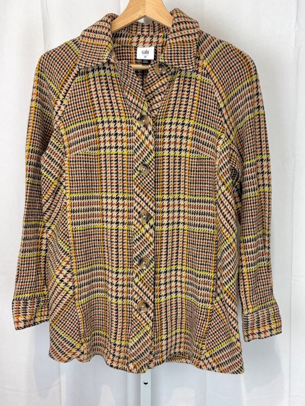 CABI Yorkshire Shacket 4298 Plaid Button Up Shirt Jacket Brown Size XS